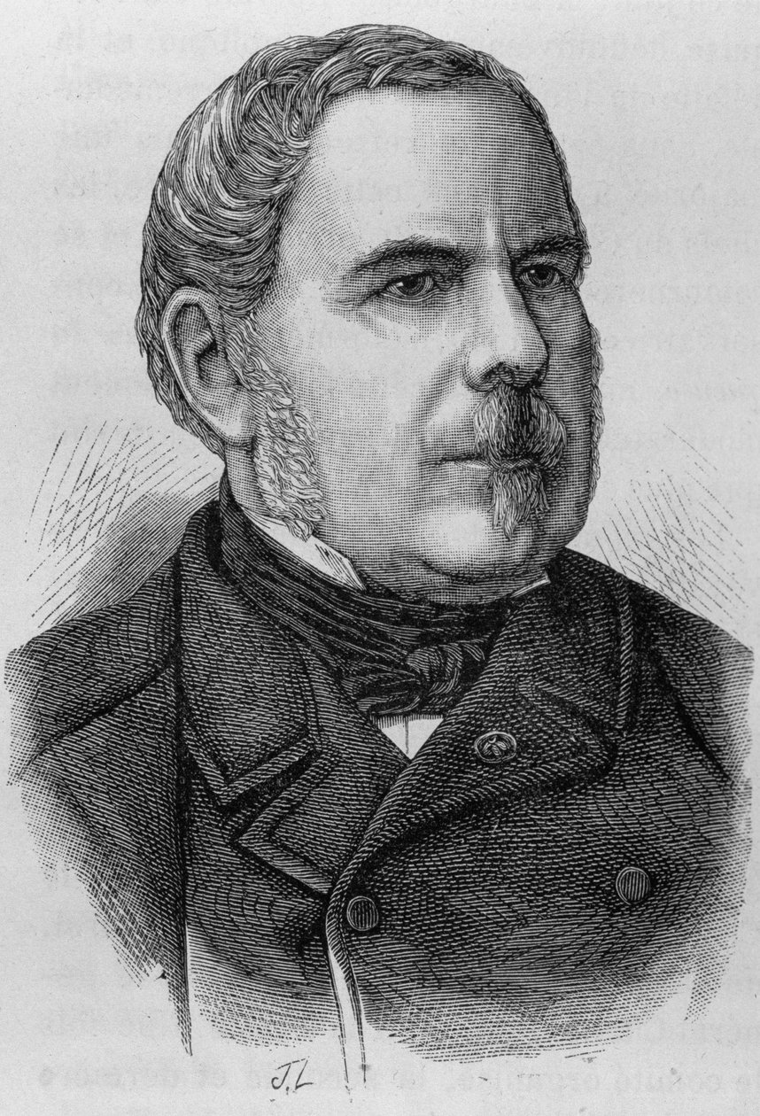 Portret van Graaf Napoleon Daru (? - 1889). Gravure uit het einde van de 19e eeuw in 