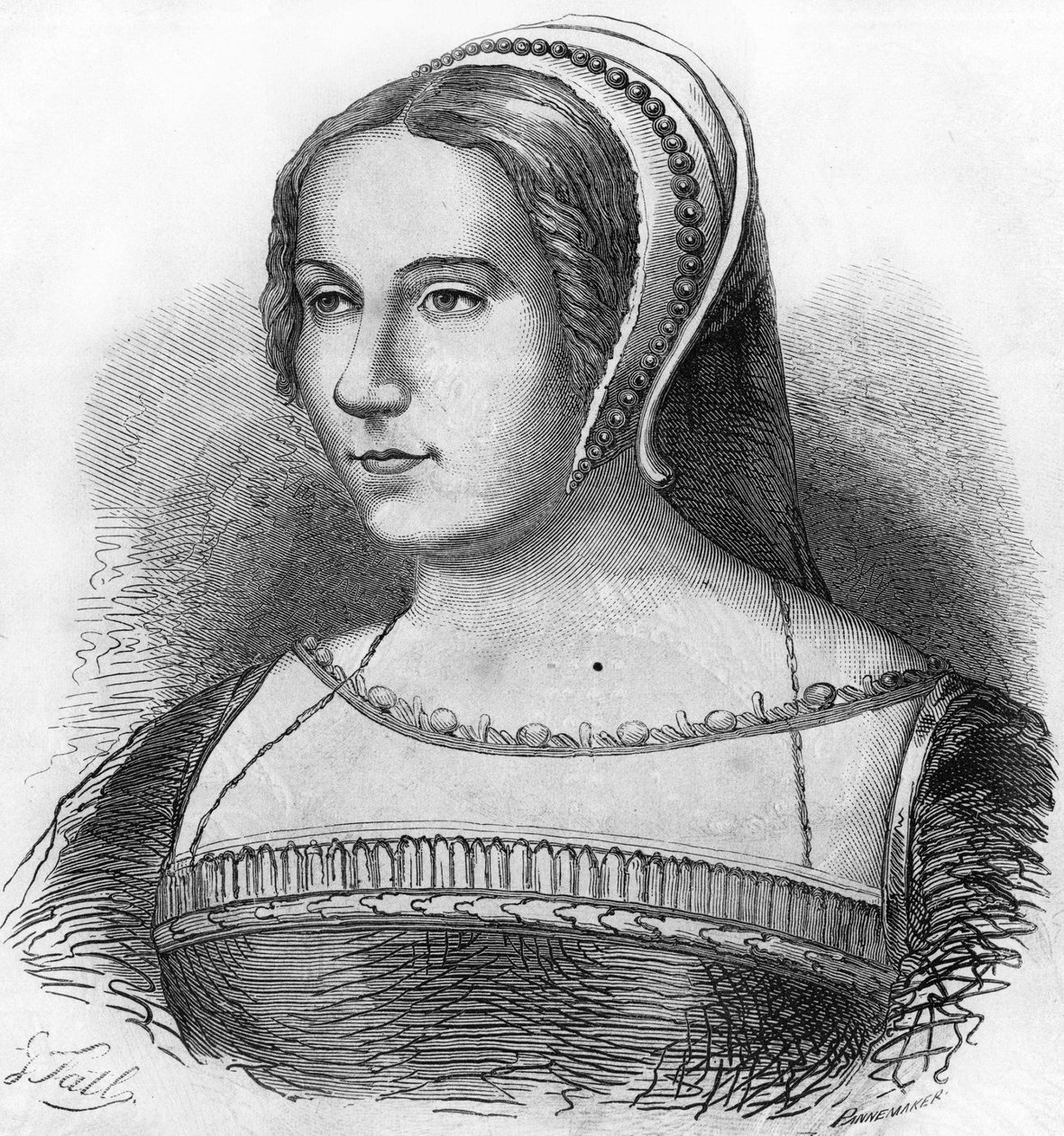 Portret van Diane de Poitiers (1499-1566), favoriet van Hendrik II, gravure uit de 19e eeuw. door Unknown artist