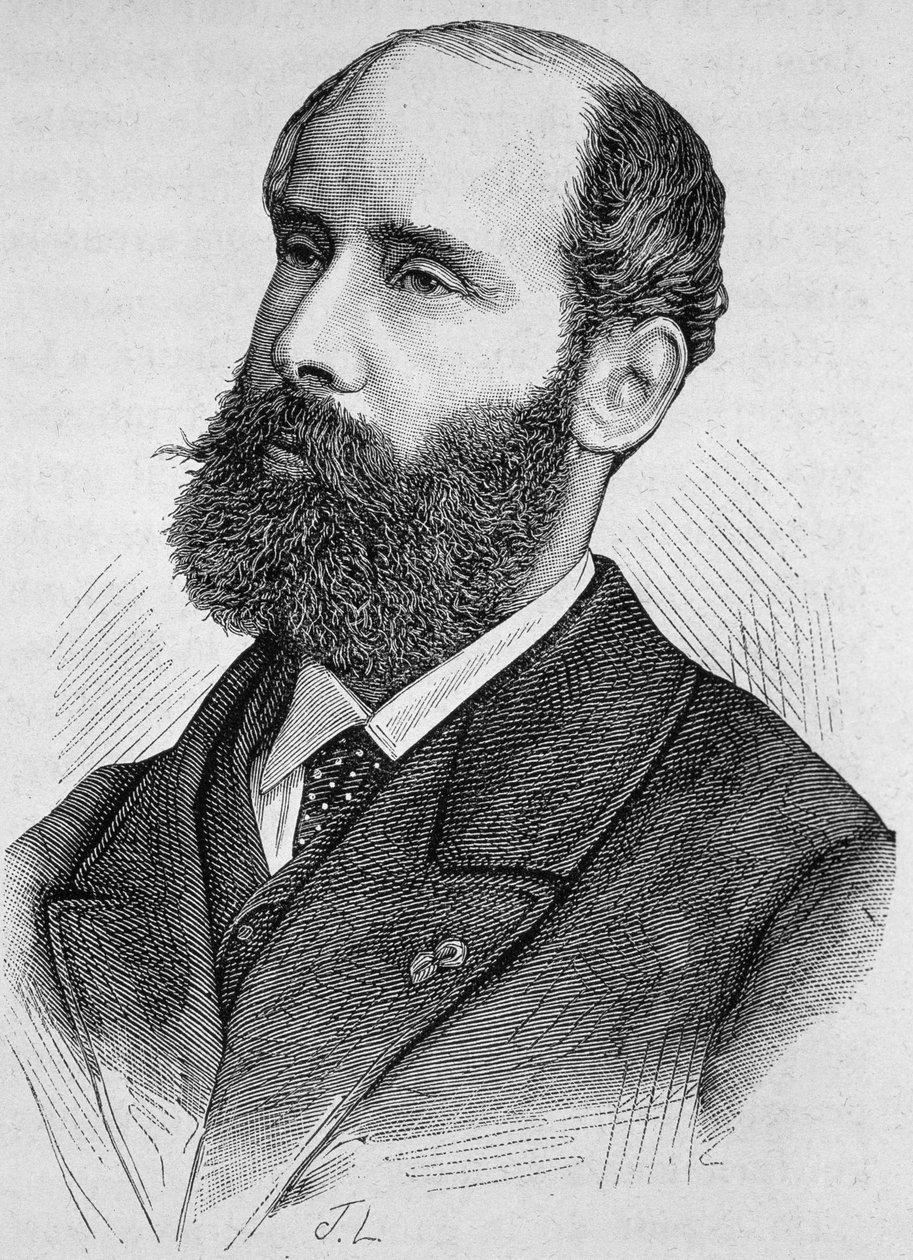 Portret van Emile Keratry (1832-1904). Gravure uit het einde van de 19e eeuw in 