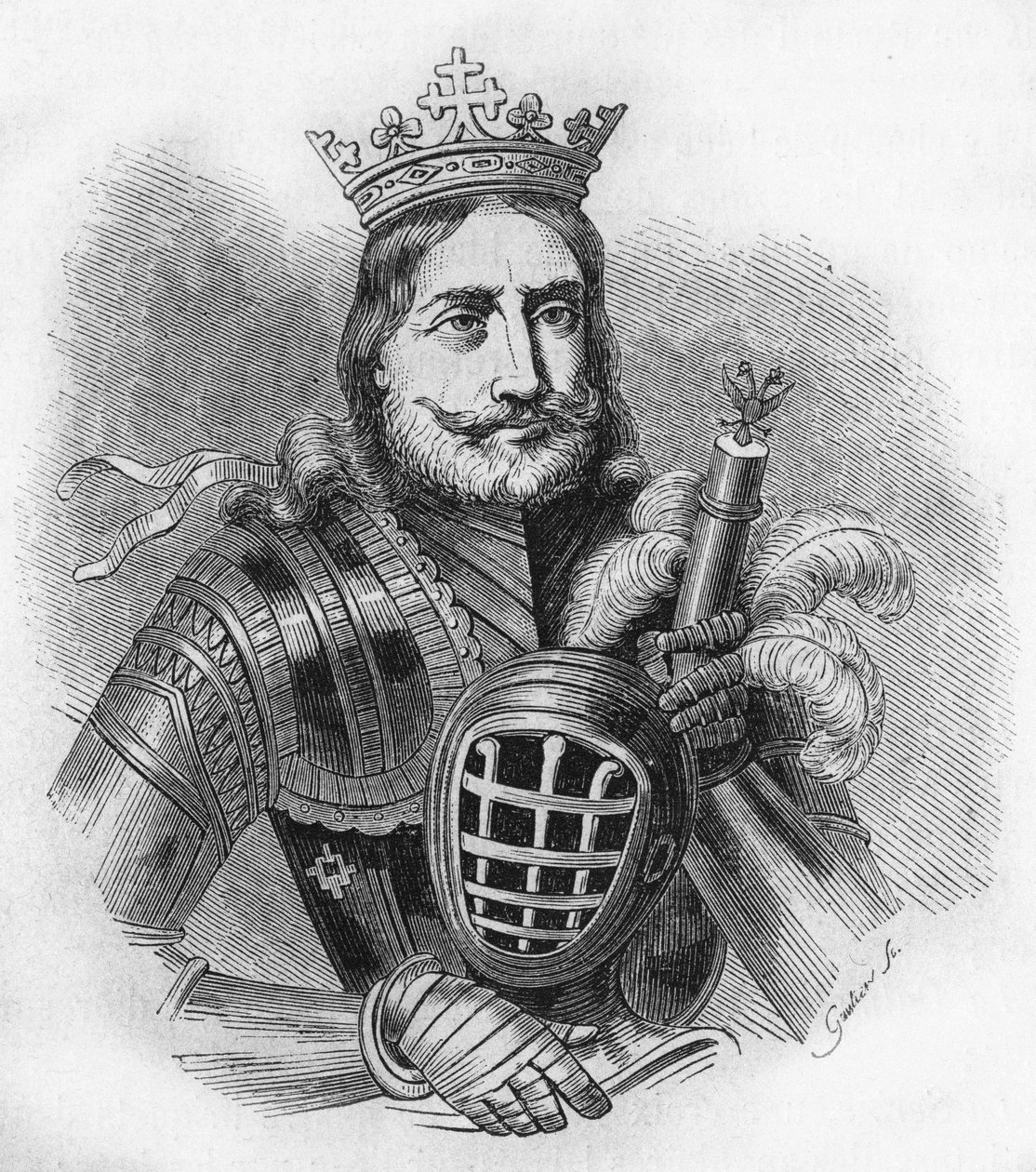 Portret van Etienne IX UroU IV DuUan in het Frans, Etienne Douchan (1308 tot 1355). Koning, daarna tsaar van de Serviërs. Gravure van 1840. door Unknown artist
