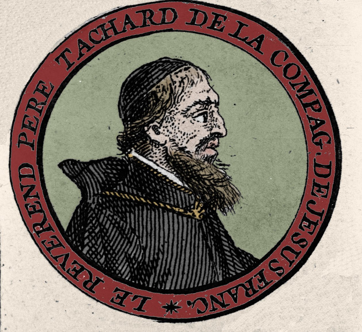 Portret van pater Guy Tachard, een missionaris in Siam in 1685. Gravure uit een atlas van de 17e eeuw door Unknown artist