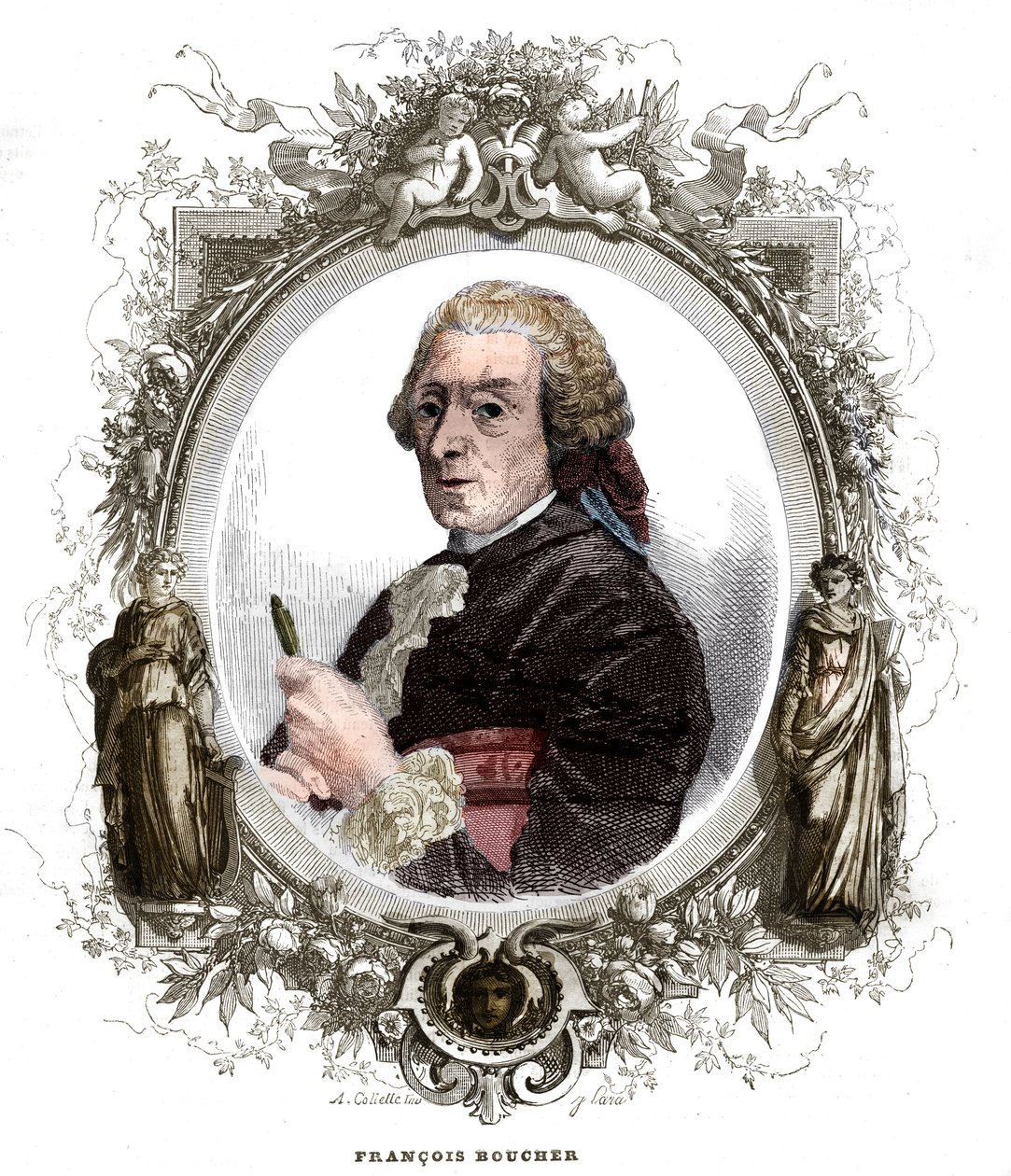 Portret van François Boucher, Franse schilder. door Unknown artist