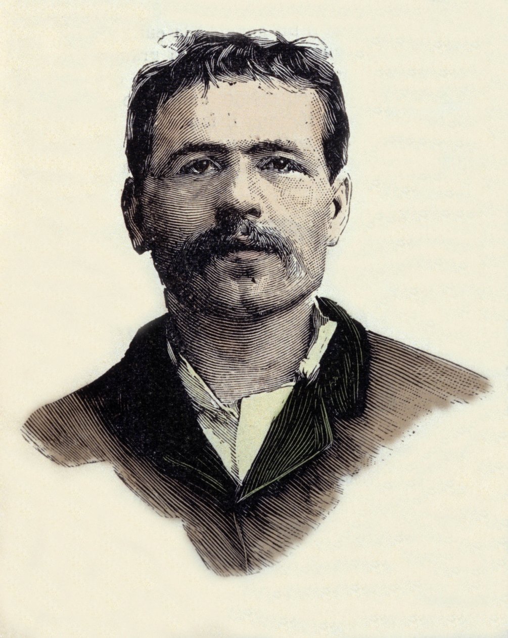 Portret van Francois Claudius Koenigstein (1859-1892), Franse anarchistische terroristische activist. Gravure uit de 19e eeuw door Unknown artist