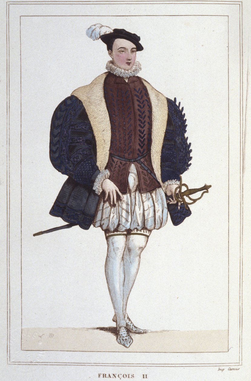Portret van Francois II (1544 - 1560), Koning van Frankrijk, gravure uit 1830 door Unknown artist