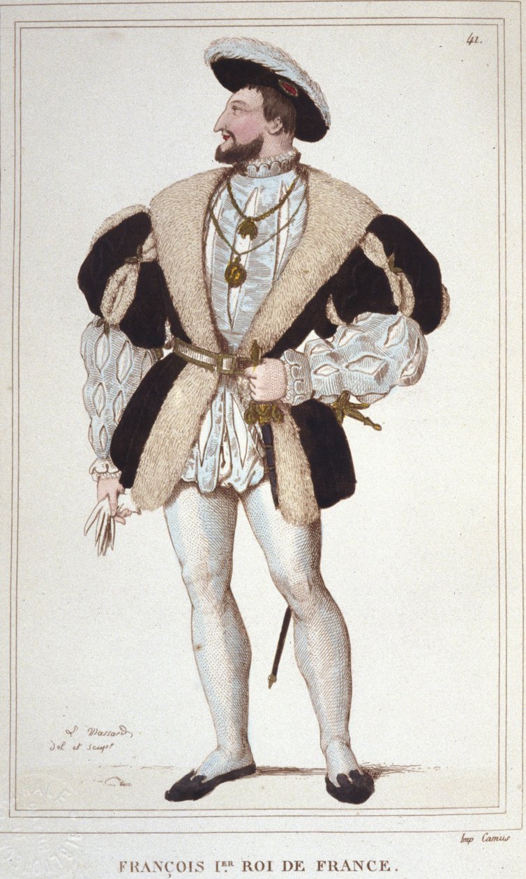 Portret van Francois I (1494 - 1547) Gravure uit 1830 door Unknown artist