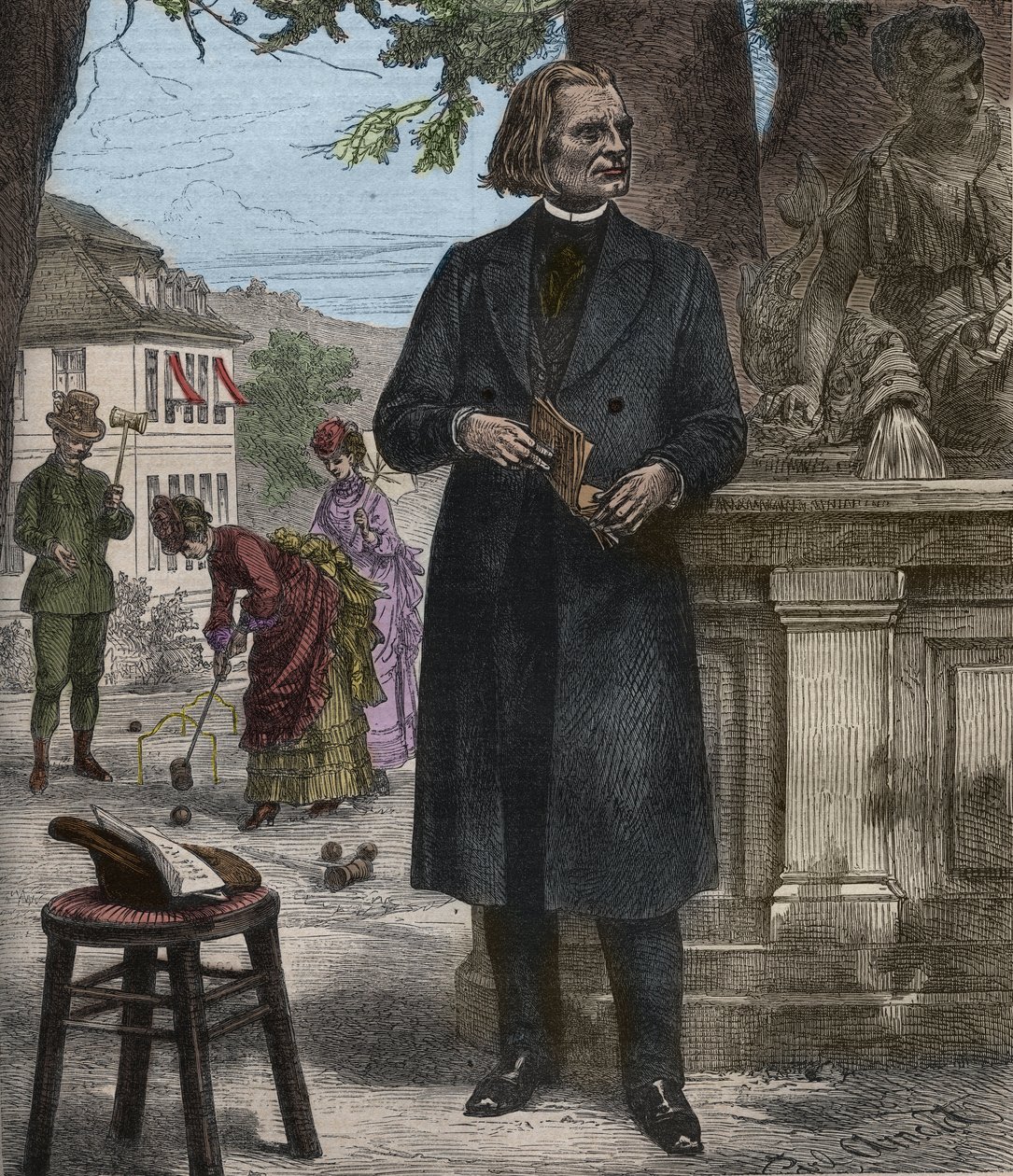 Portret van Franz Liszt (1811-1886), Hongaarse componist, pianist en dirigent - gravure in 