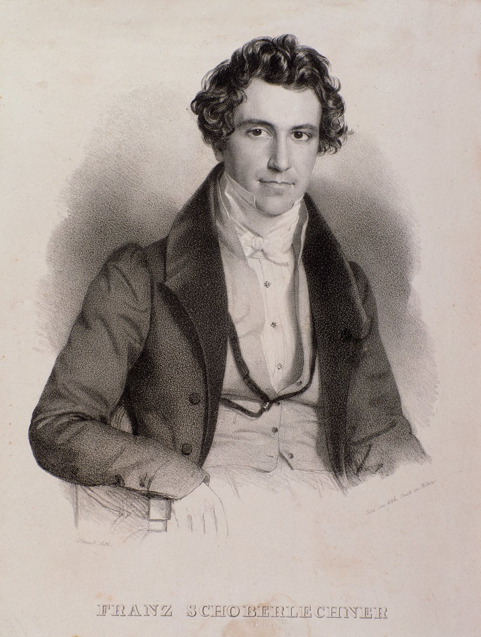 Portret van Franz Schoberlechner (gravure) door Unknown artist