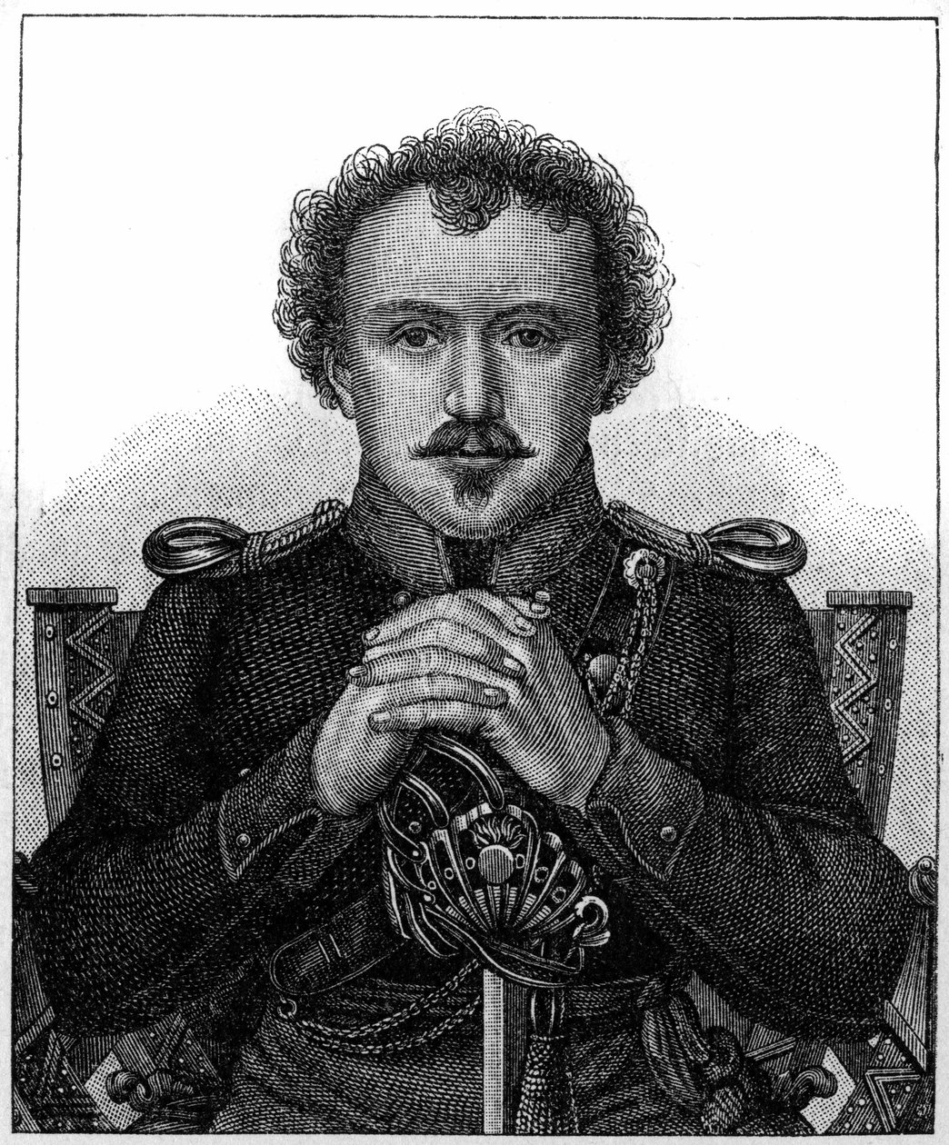 Portret van Friedrich Heinrich Karl de la Motte, Baron Fouqué bekend als La Motte-Fouqué (1777-1843) Duitse romantische schrijver door Unknown artist