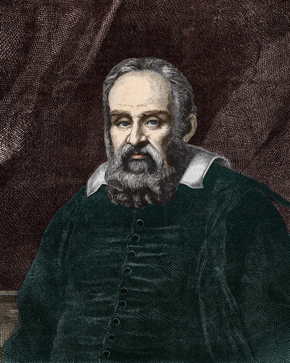 Portret van Galileo Galilei genaamd Galileo (1564 - 1642). 19e-eeuwse gravure door Unknown artist