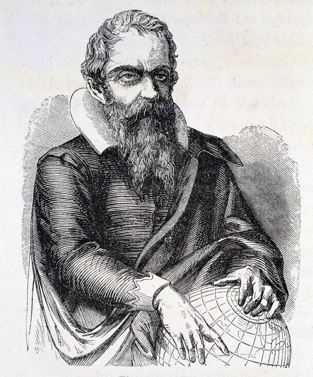 Portret van Galileo Galilei genaamd Galileo (1564 - 1642), gravure 19e eeuw. door Unknown artist