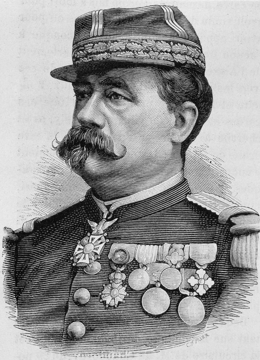 Portret van Generaal Carré de Bellemarre. Gravure van het einde van de 19e eeuw in 