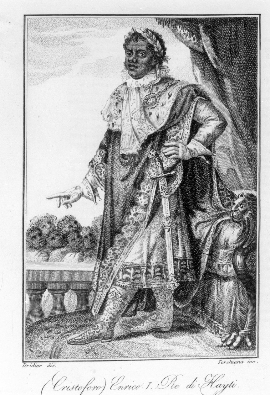 Portret van generaal Henry Christophe, koning van Haïti, held van de Haïtiaanse onafhankelijkheid. Gravure 19e eeuw. door Unknown artist