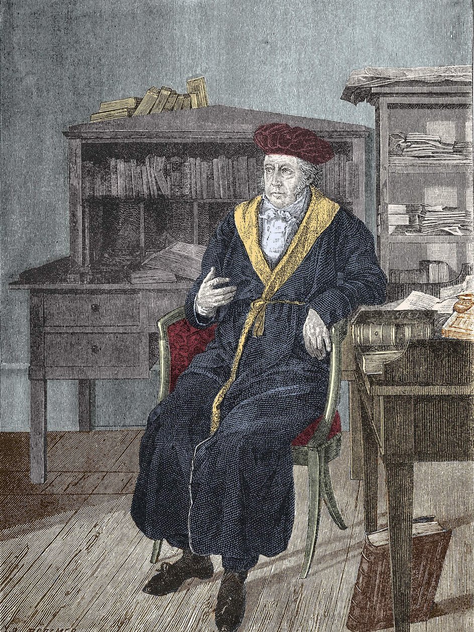 Portret van Georg Wilhelm Friedrich Hegel in zijn kantoor, Duitse filosoof door Unknown artist