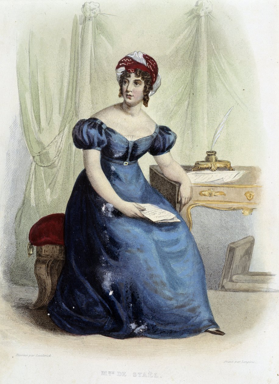 Portret van Germaine Necker, Barones van Stael Holstein (Stael-Holstein) ook wel Madame de Stael (1766-1817) (in 