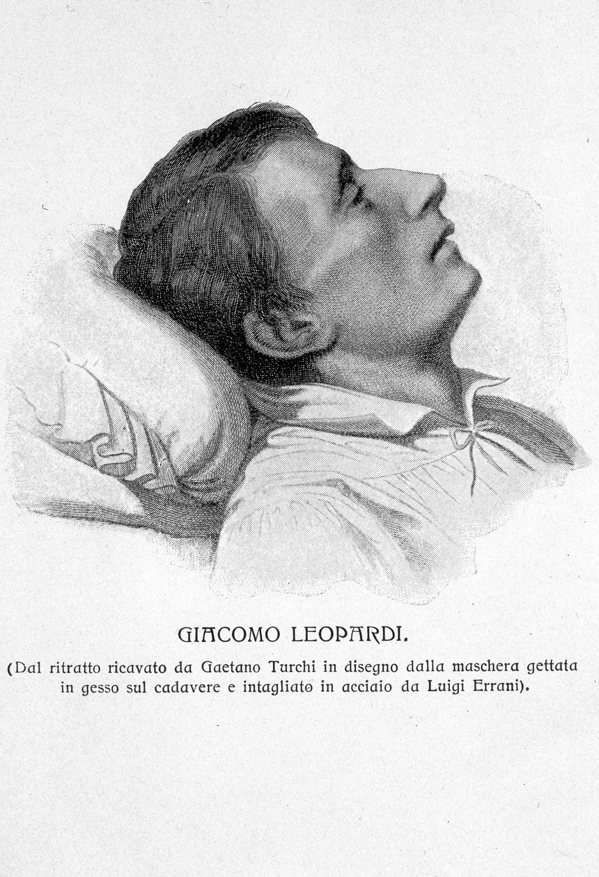 Portret van Giacomo Leopardi op zijn sterfbed door Unknown artist