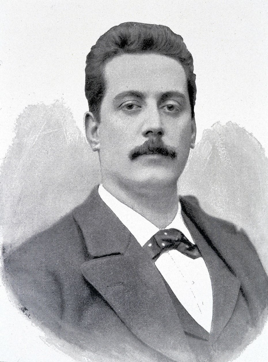Portret van Giacomo Puccini, Italiaanse componist (1858-1924), gravure 19e eeuw door Unknown artist