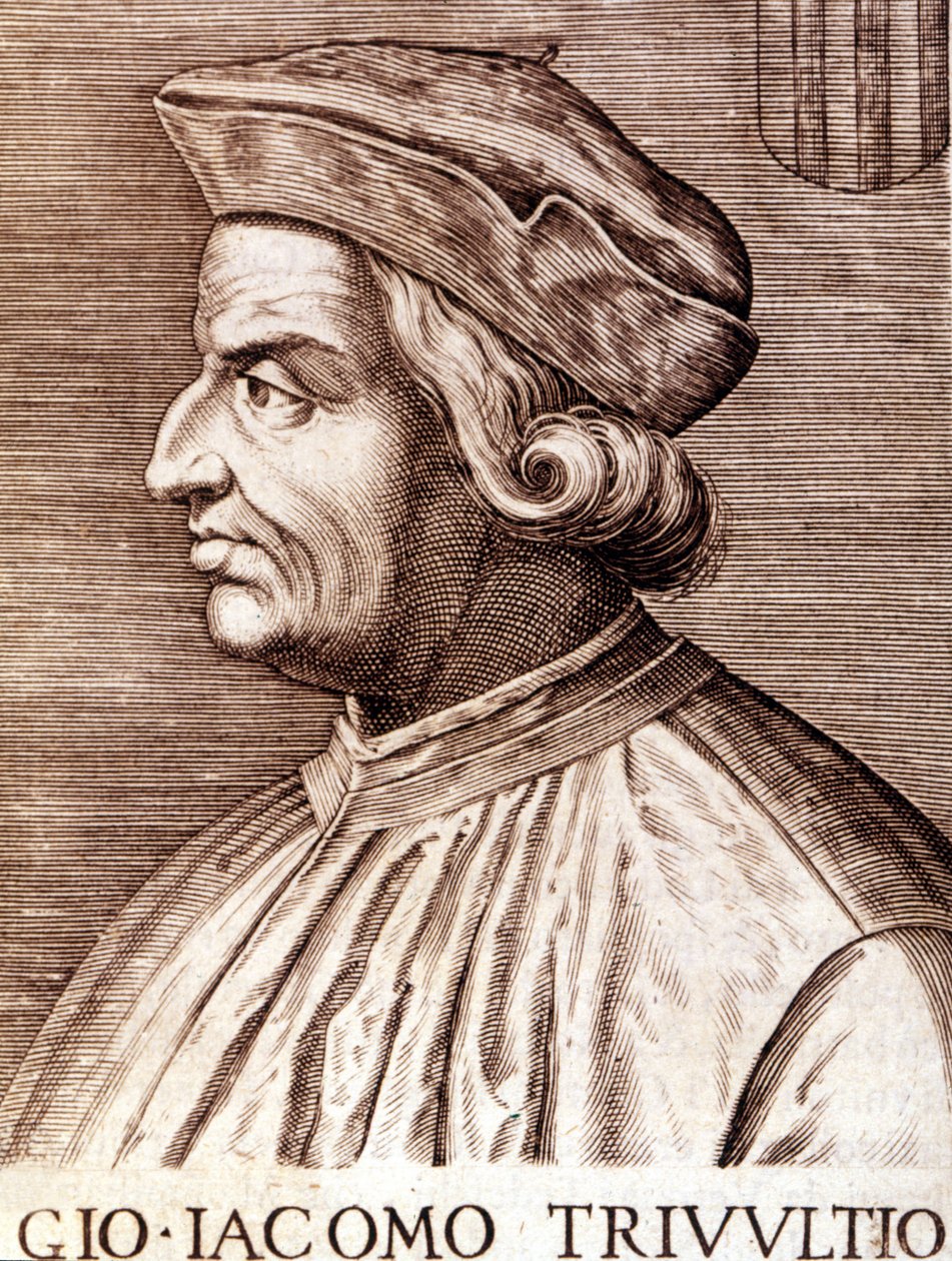 Portret van Giangiacomo Trivulzio (Maarschalk Trivulce) Markies van Vigevano in het Frans Trivulce. Maarschalk van Frankrijk (1448 tot 1518). Gravure van de 17e eeuw door Unknown artist