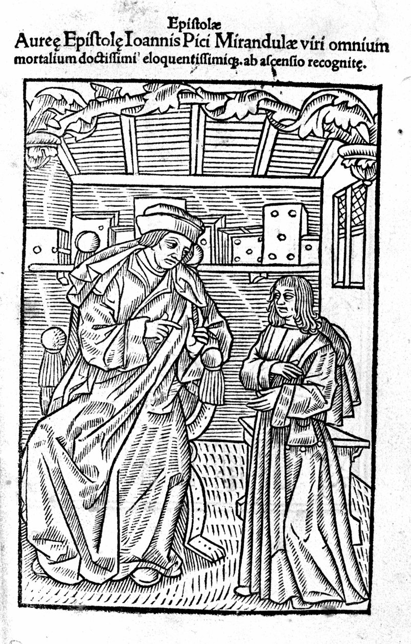 Portret van Giovanni Pico della Mirandola. Titelpagina van 