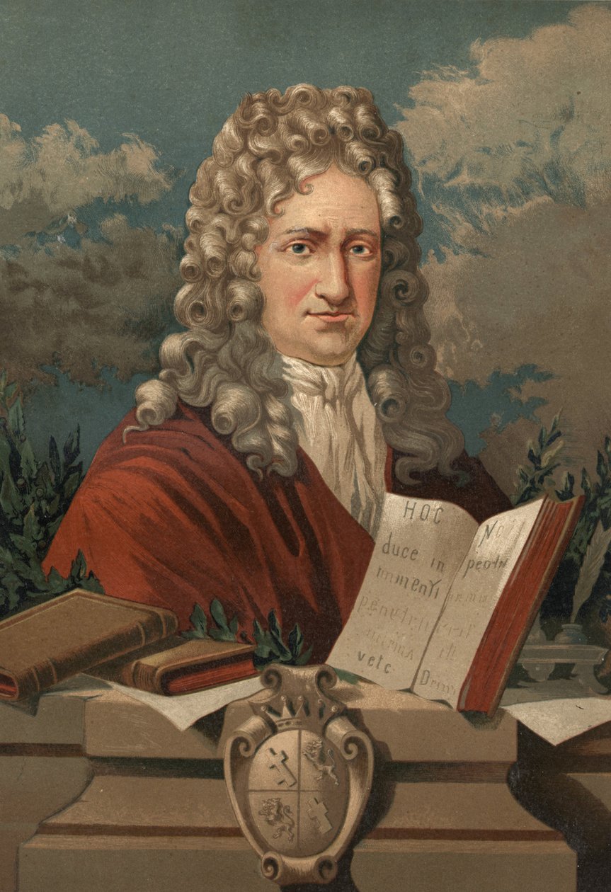 Portret van Gottfried Wilhelm Leibniz (1646 - 1716) uit La Ciencia y sus Hombres door Louis Figuier. Barcelona 1881 door Unknown artist