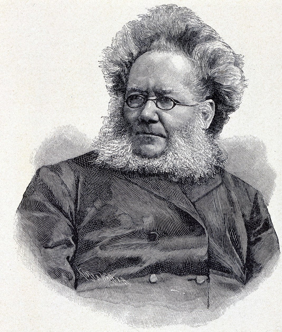 Portret van Henrik (Henri) Johan Ibsen, Noors dichter en toneelschrijver, gravure 19e eeuw door Unknown artist
