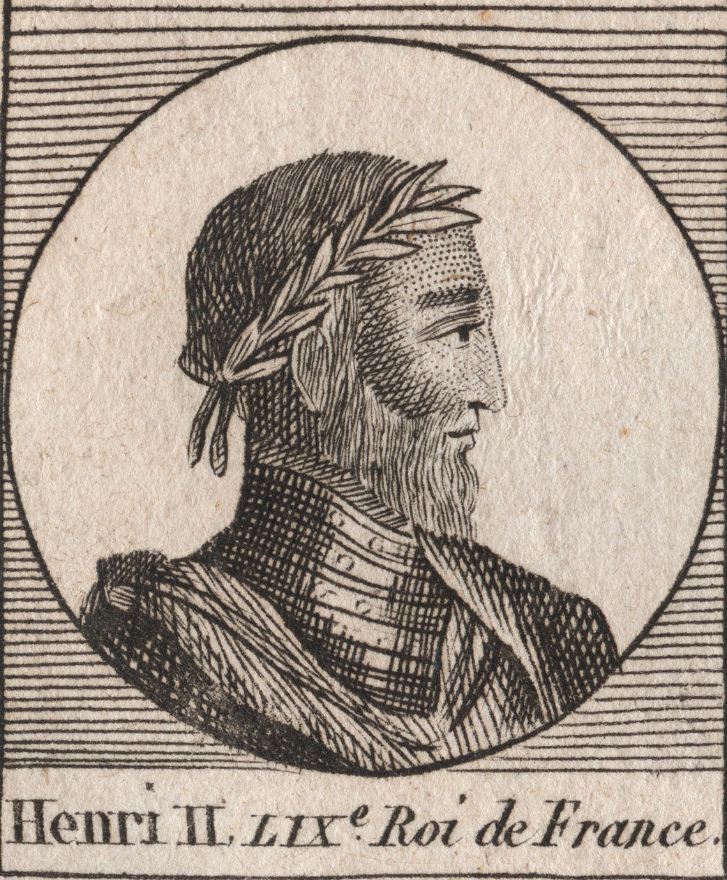 Portret van Hendrik II (1519-1559) Koning van Frankrijk (gravure uit 