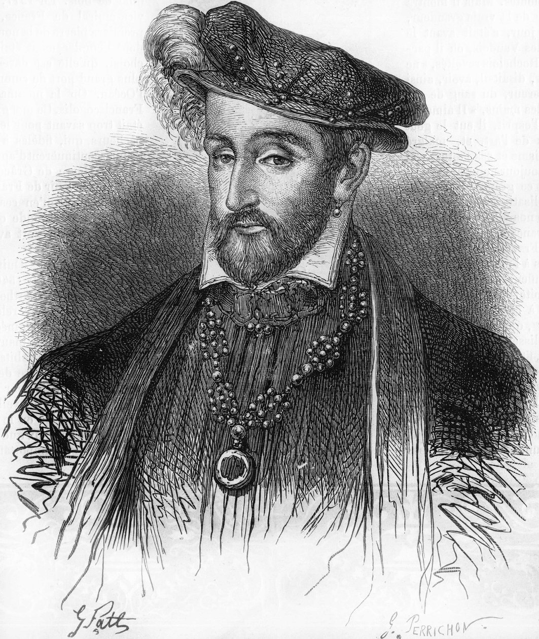 Portret van Hendrik II koning van Frankrijk (1519-1559), gravure uit de 19e eeuw. door Unknown artist