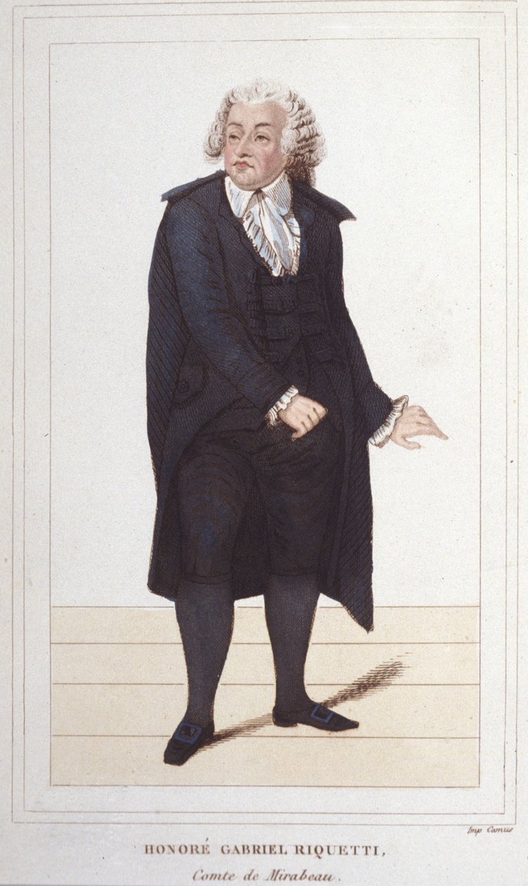 Portret van Honoré Gabriel Riqueti, Graaf van Mirabeau (1749-1791), Franse politicus. Gravure uit 1830 door Unknown artist