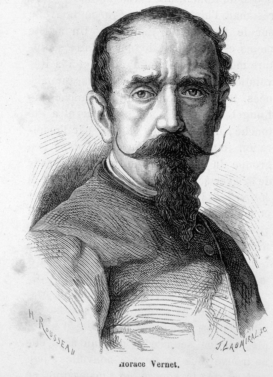 Portret van Horace Vernet (1789-1863), Franse schilder en cartoonist, fervent Bonapartist, werd officiële schilder van Napoleon III door Unknown artist