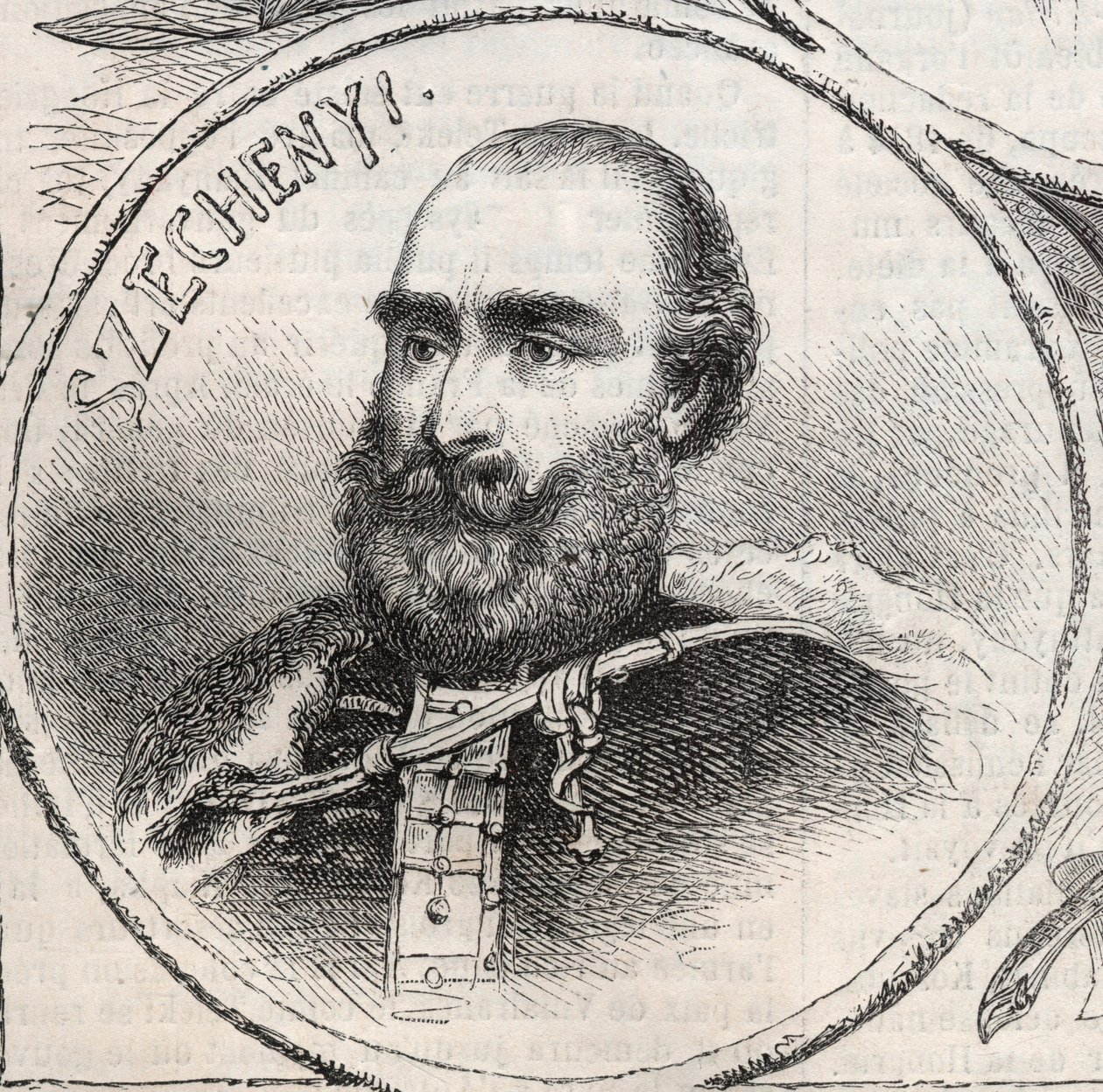 Portret van István Széchenyi, Hongaarse politicus - Gravure uit 