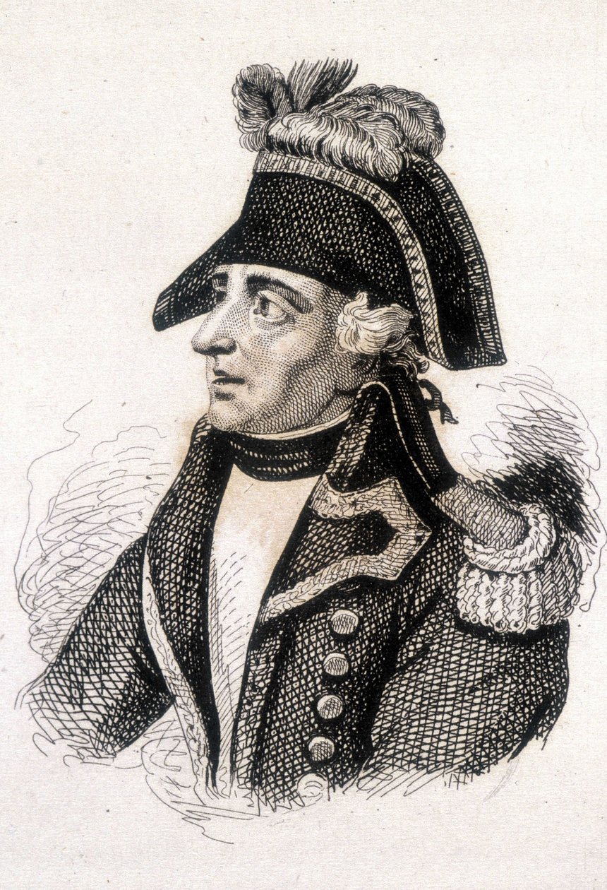 Portret van Jacques François Coquille, genaamd Dugommier (1739 - 1794), Franse generaal. Gravure 19e eeuw door Unknown artist