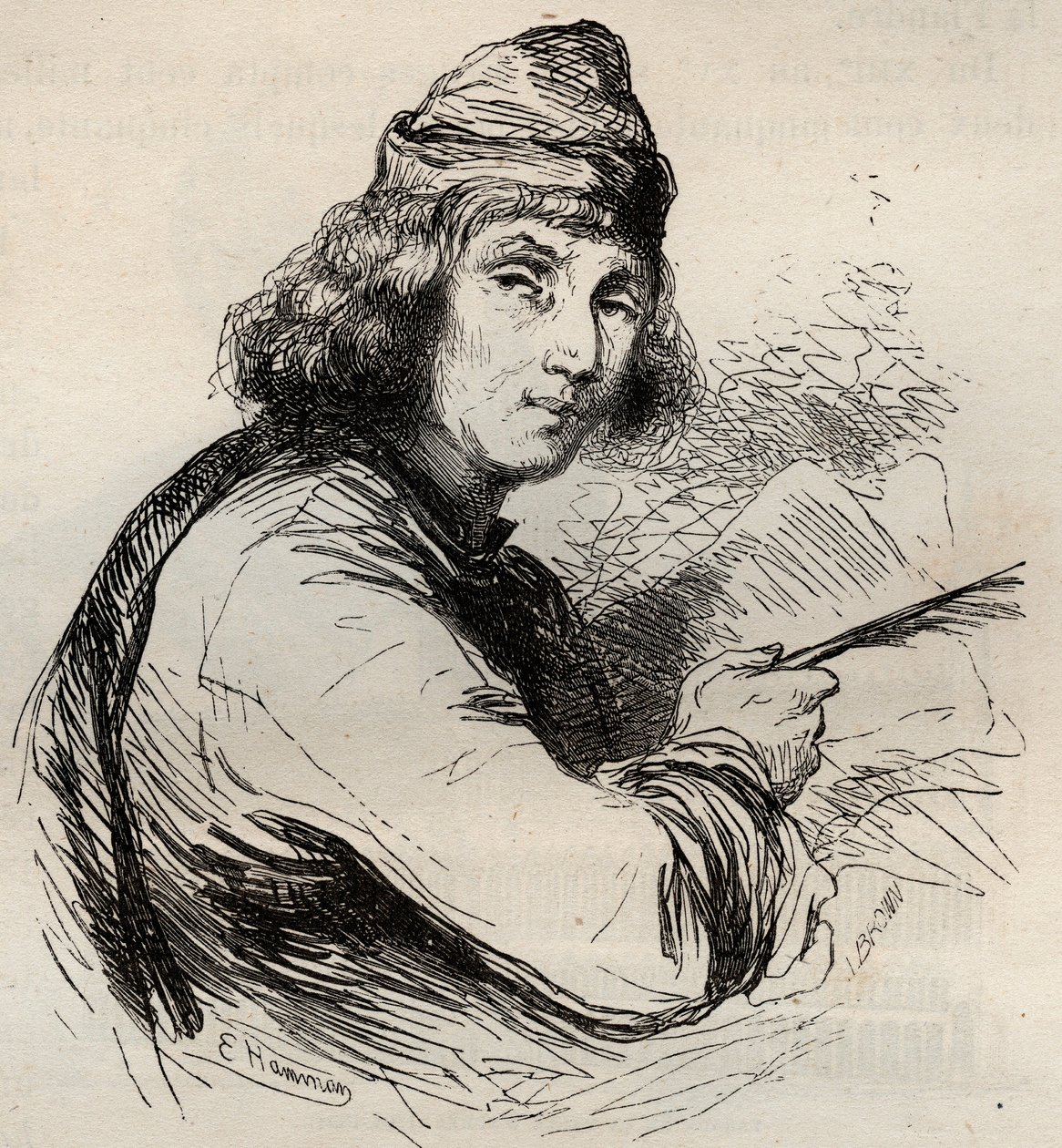 Portret van Jacques van Maerlant (Jacob van Maerlant) (1240-1300) Vlaamse schrijver. Gravure uit 1868 in 