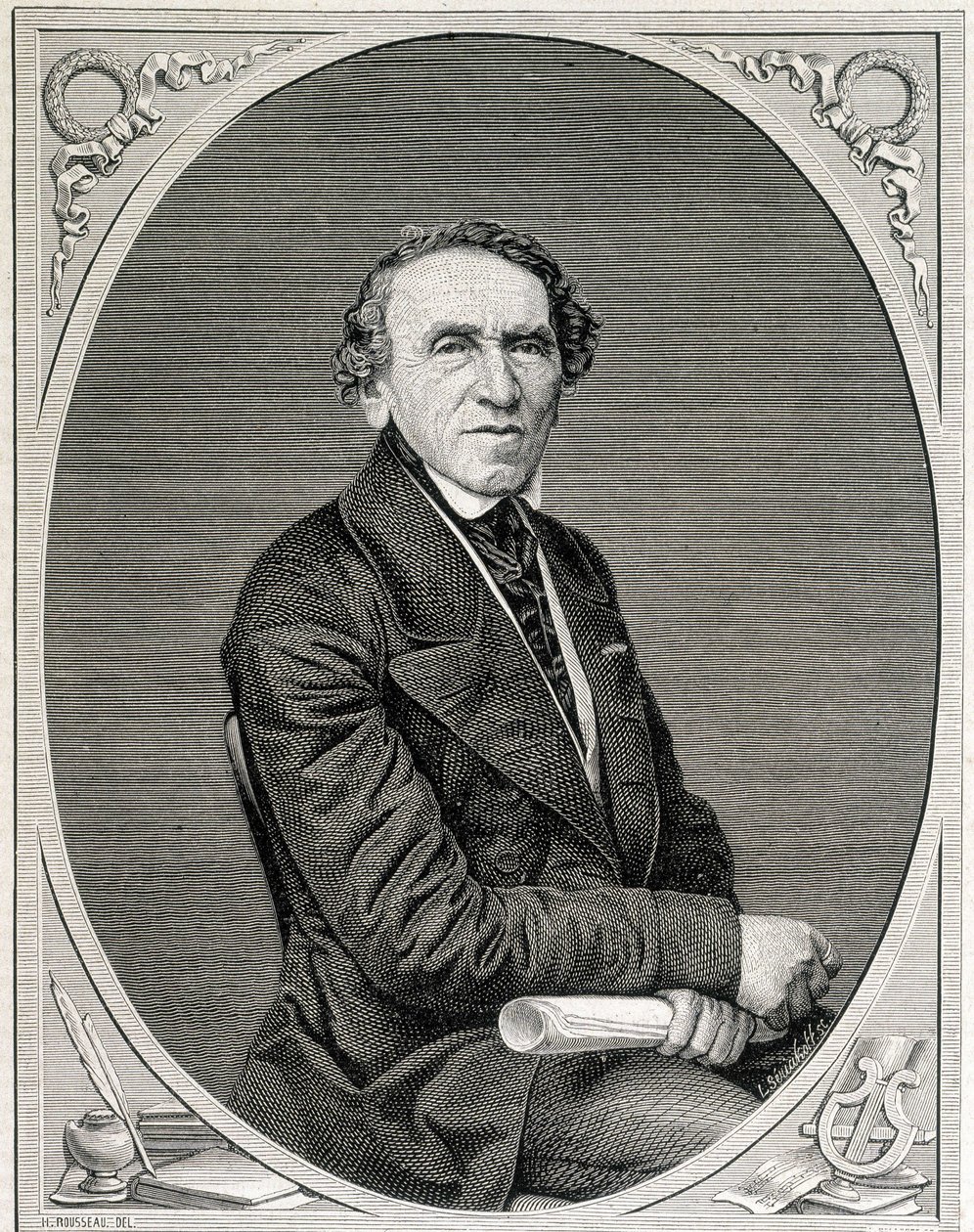 Portret van Jakob Liebmann Beer, bekend als Giacomo Meyerbeer (1791 - 1864), Duitse componist. Gravure 19e eeuw door Unknown artist