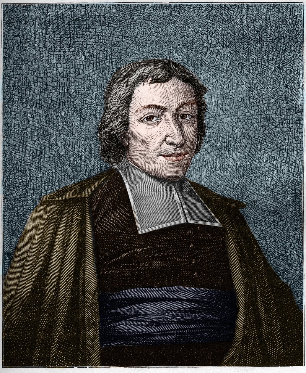 Portret van Jean Baptiste De La Salle (Jean-Baptiste) (1651-1719) Franse religieus, oprichter van de congregatie van de broeders van de Christelijke Scholen. Gravure uit de 19e eeuw. door Unknown artist