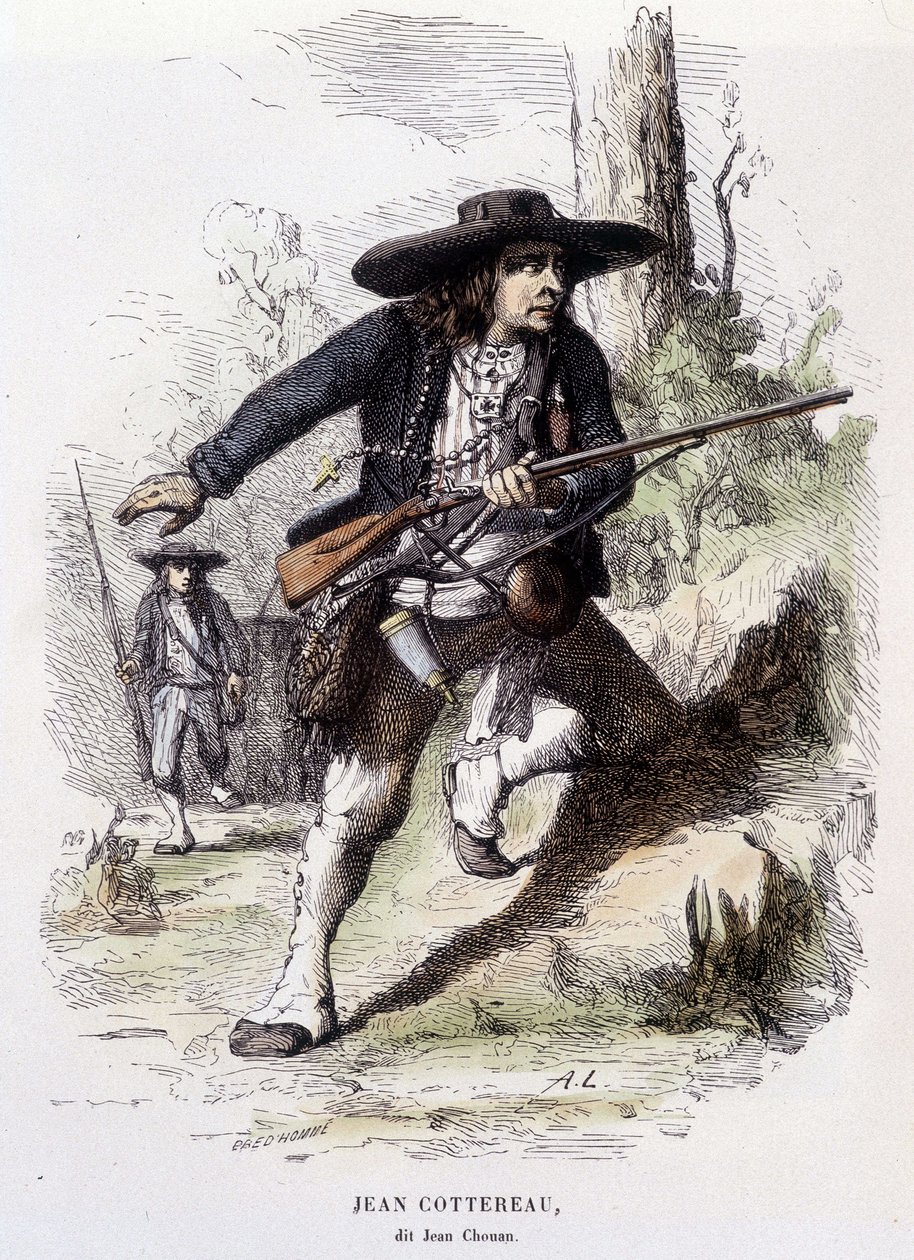 Portret van Jean Cottereau, genaamd Jean Chouan (1757-1794), leider van de opstand in Laag-Maine in 1793 - gravure door Unknown artist