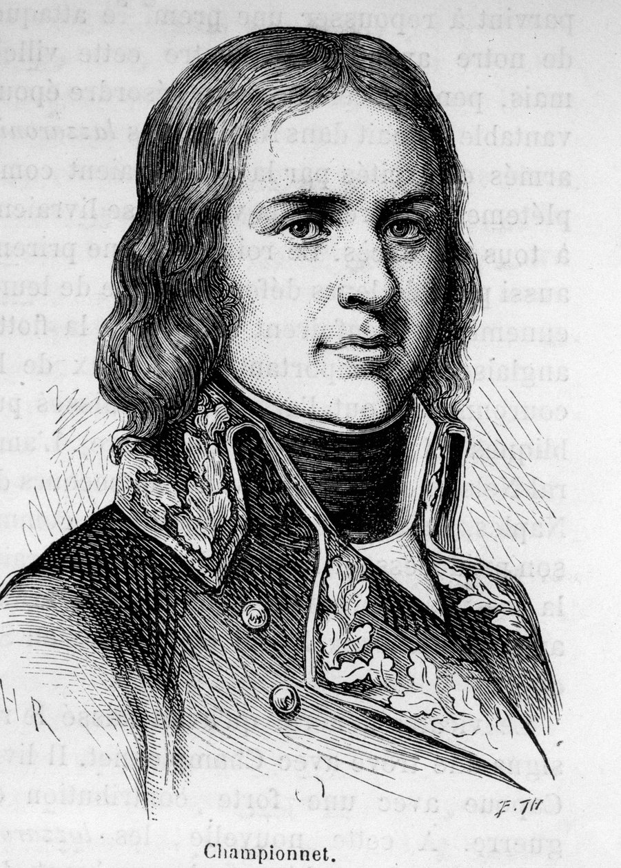 Portret van Jean Etienne Championet (1762-1800), Franse generaal, hij nam deel aan de campagnes van de Revolutie door Unknown artist