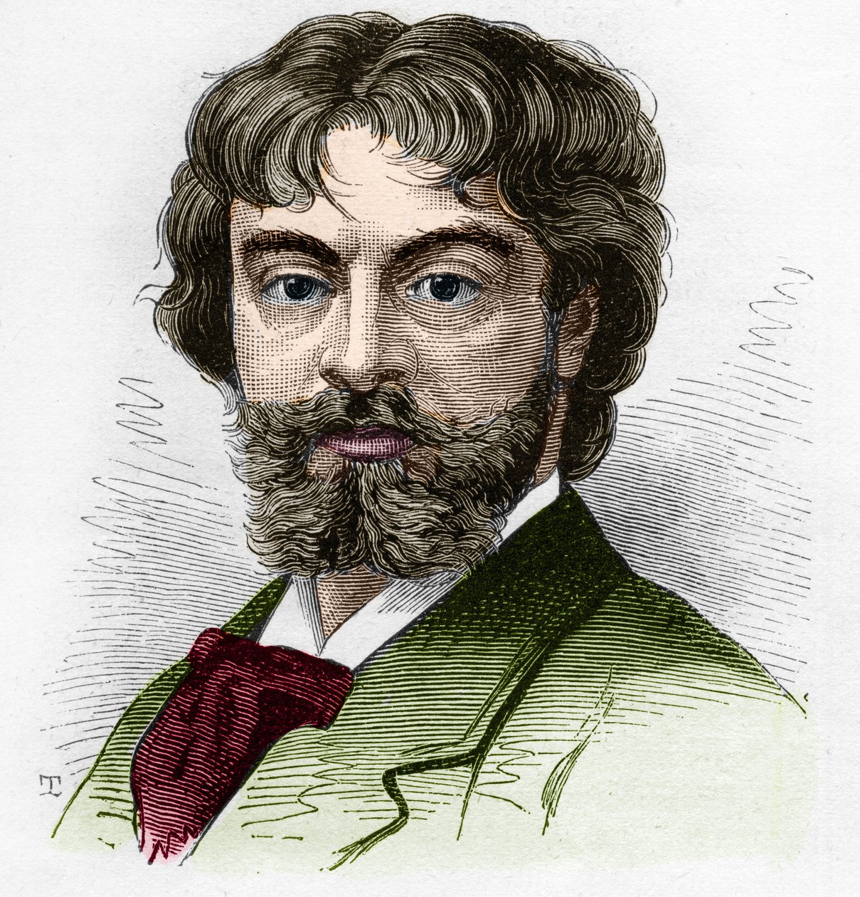 Portret van Jean Sully Mounet, bekend als Mounet-Sully (1841-1916), Franse komiek, lid van de Comédie Française. Gravure in 