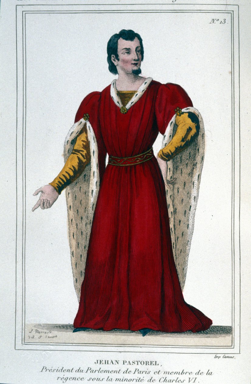 Portret van Jehan Pastorel, voorzitter van het Parlement van Parijs en lid van het regentschap onder de minderheid van Karel VI door Unknown artist