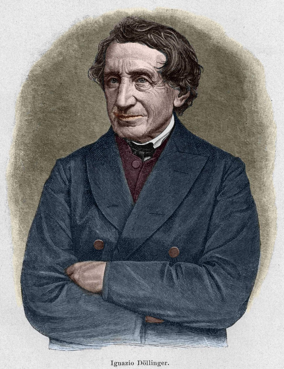 Portret van Johann Joseph Ignaz von Dollinger (1799 - 1890), Duitse priester en professor in de kerkgeschiedenis. Gravure uit de 19e eeuw door Unknown artist