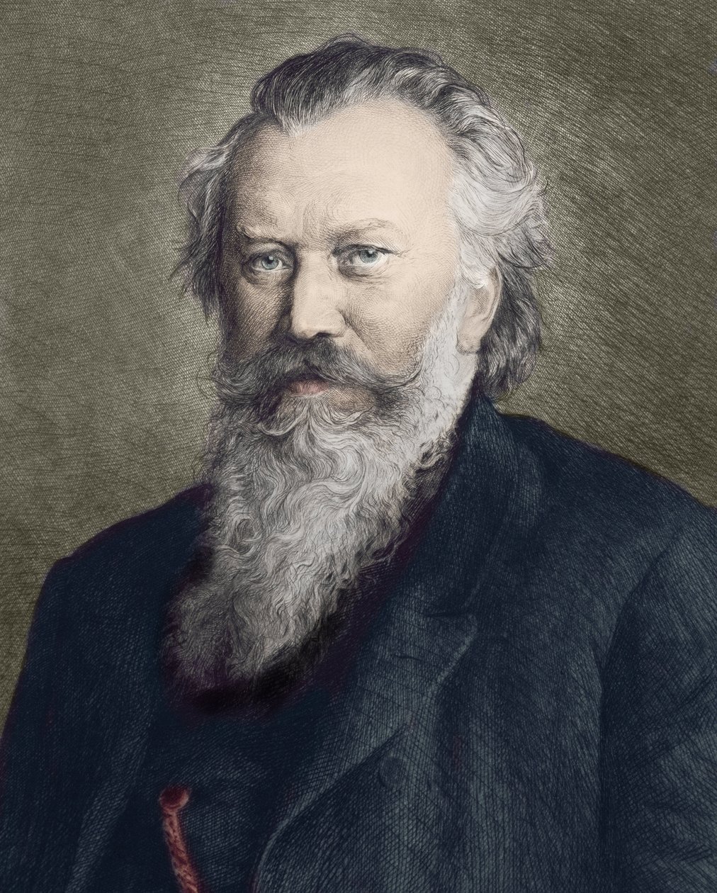 Portret van Johannes Brahms (1833 - 1897), Duitse componist, pianist en dirigent door Unknown artist