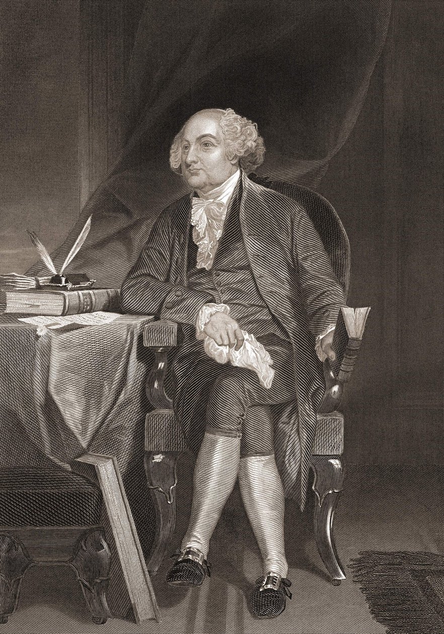 Portret van John Adams (1735-1826), Amerikaanse staatsman en tweede president van de Verenigde Staten. Gravure 19e eeuw. door Unknown artist