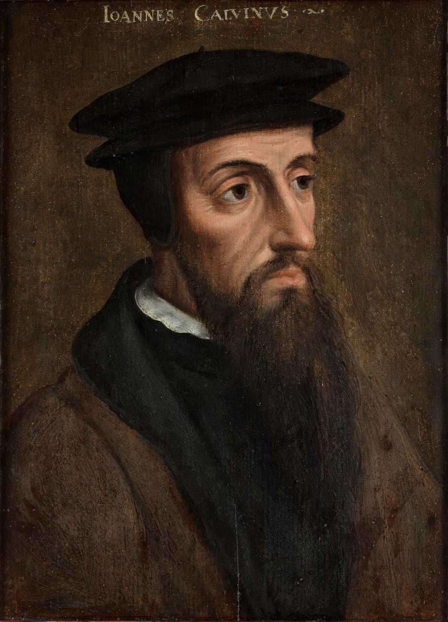 Portret van Johannes Calvijn (1509-1564), ca. 1550 (olieverf op paneel) door Unknown artist