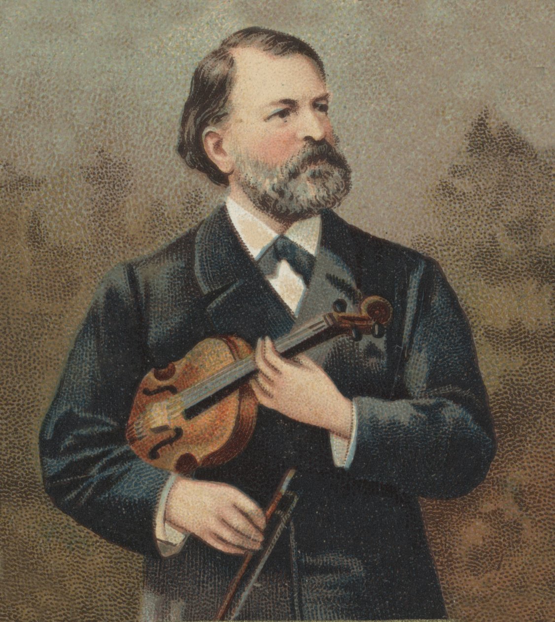 Portret van Joseph (Jos) Joachim (1831 -1907), Hongaarse (Oostenrijks-Hongaarse) violist en componist van Joodse afkomst door Unknown artist