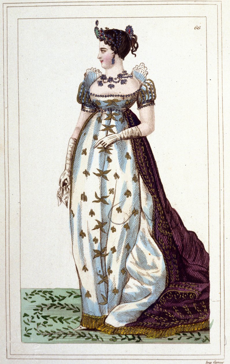 Portret van Joséphine door Beauharnais Bonaparte (1763 - 1814), Imperator van de Fransen in keizerlijk kostuum, gravure uit 1830 door Unknown artist