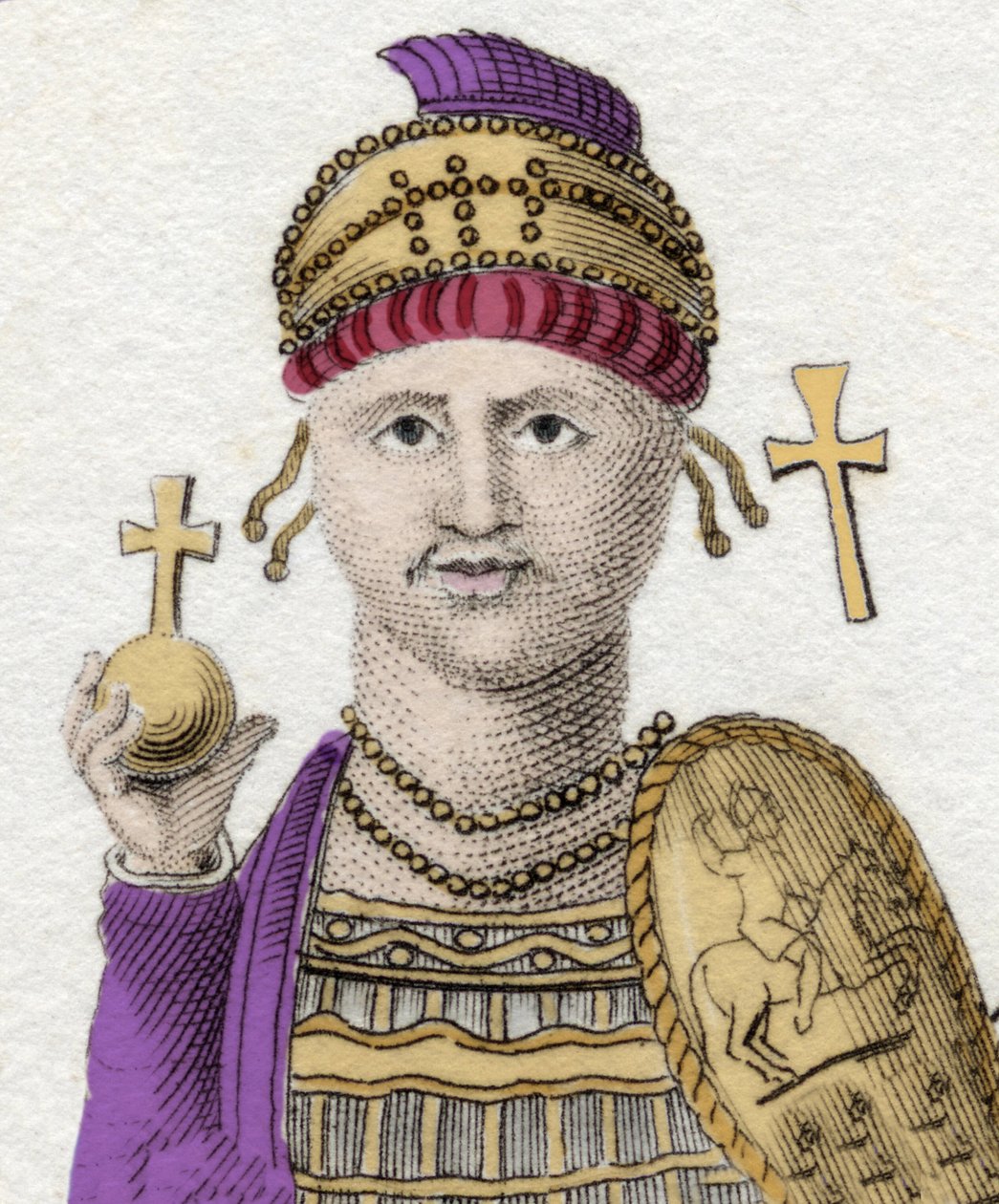 Portret van Justinianus I (De Grote) (Flavius Petrus Sabbatius Justinianus). 482 - 565. Romeins keizer van het Oosten door Unknown artist
