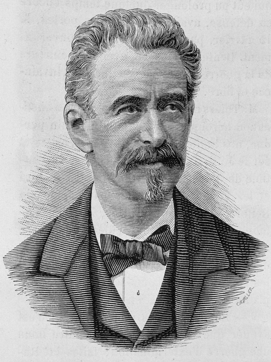 Portret van Keller. Gravure van het einde van de 19e eeuw in 