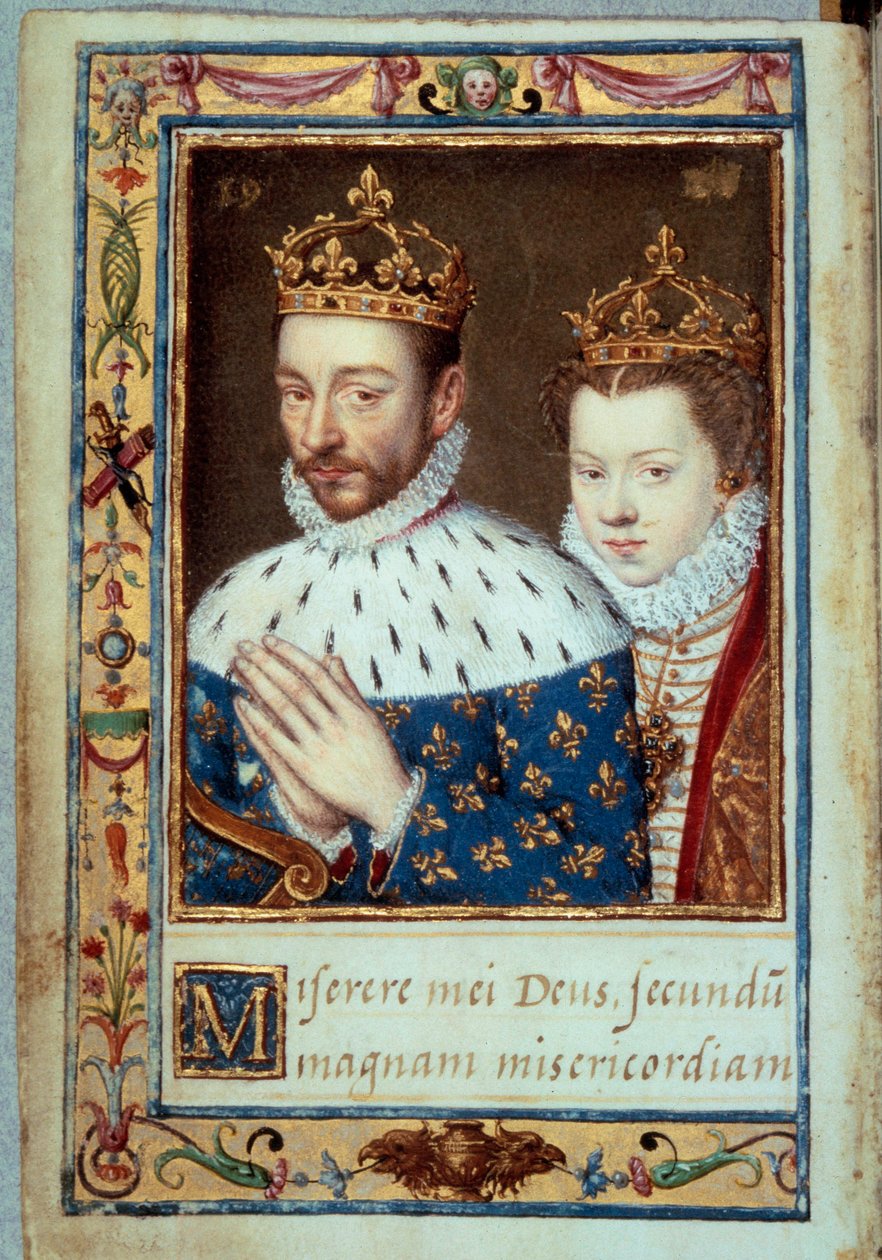 Portret van koning Karel IX (1550-1574) en Elizabeth van Oostenrijk (1554-1592) koningin van Frankrijk door Unknown artist