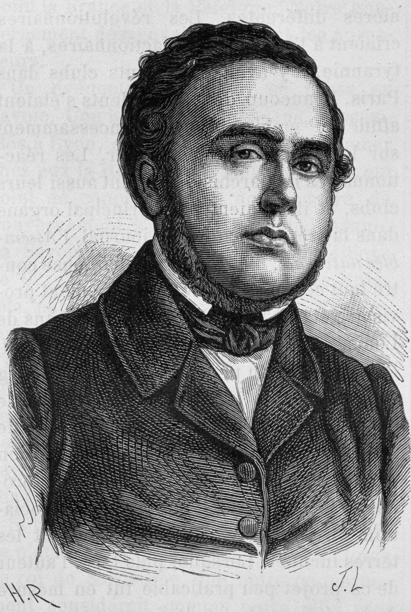 Portret van Ledru-Rollin (1807 - 1874). Gravure van het einde van de 19e eeuw in 