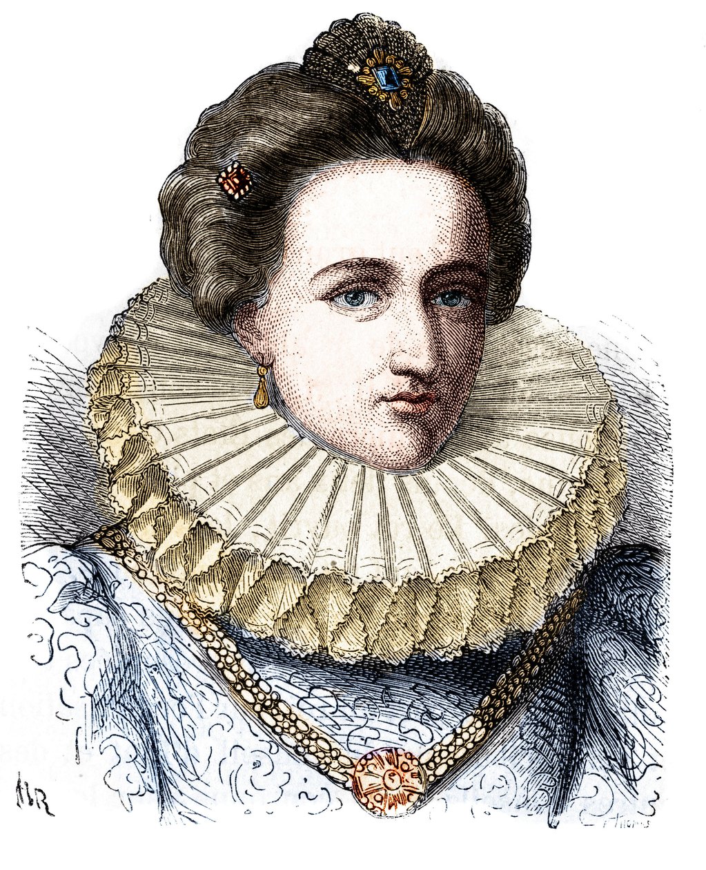 Portret van Leonora Dori (of Dosi) genaamd Galigai, maarschalk van Anker (1568-1617). Ze draagt een kraag - in 