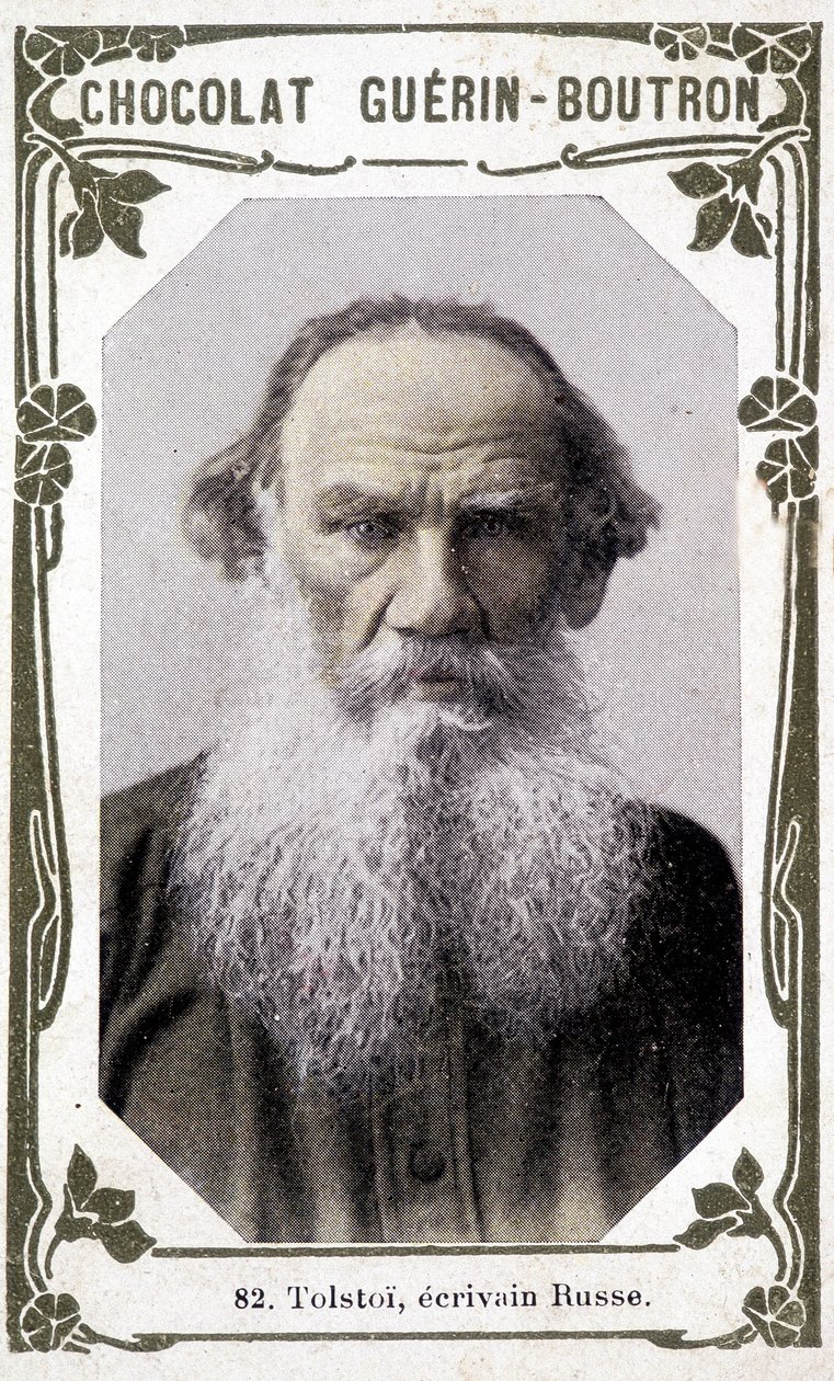 Portret van Lev Nikolayevich, Graaf Tolstoy (Leo Tolstoy), Russische schrijver (1828-1910). Vignet van de chocolades Guérin - Boutron door Unknown artist