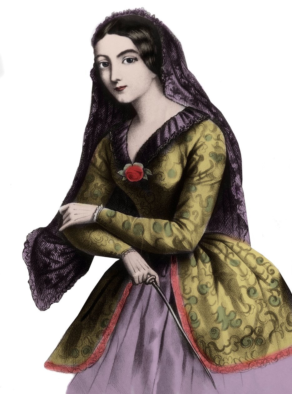 Portret van Lola Montez (1821-1861) (Marie Dolores Eliza Rosanna Gilbert), exotische danseres en courtisane, bekend als de minnares van koning Lodewijk I van Beieren door Unknown artist